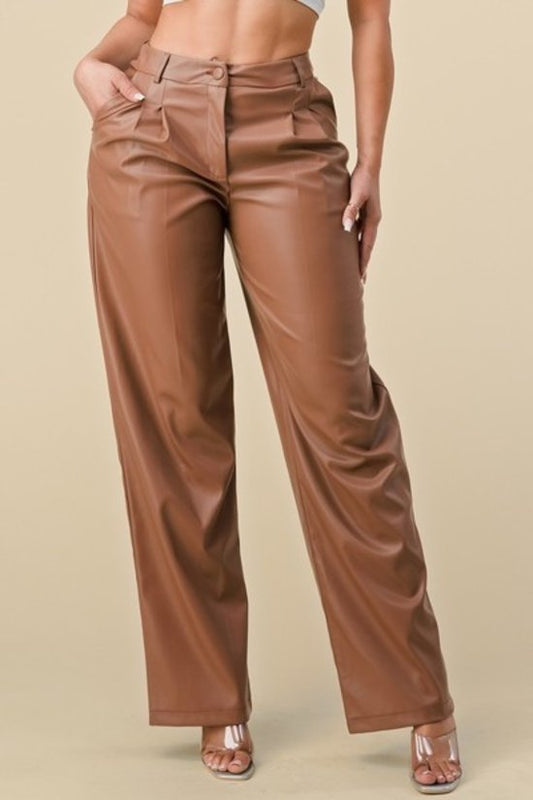 Cocoa stretch soft leather pants