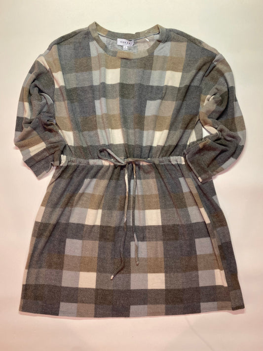 Light Grey Taupe Plaid Dress